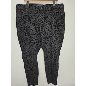 Rachel Rachel Roy Black Flocked Leopard Print Skinny Jeans Womens 20W High Rise